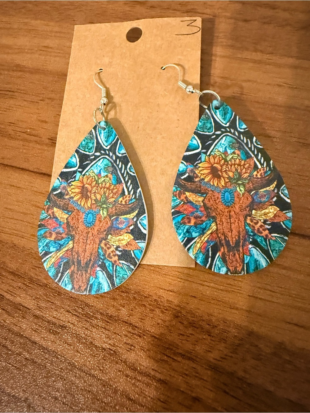 & Other Stories Turquoise and Orange Floral Bull Teardrop Earrings